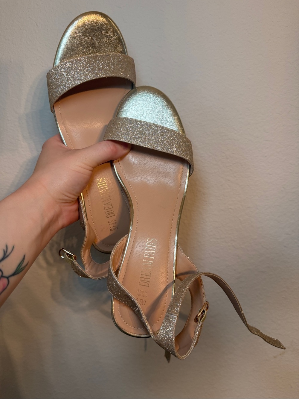 Dream Pairs Metallic Gold Glitter Open-Toe Slingback Sandals 8.5 W